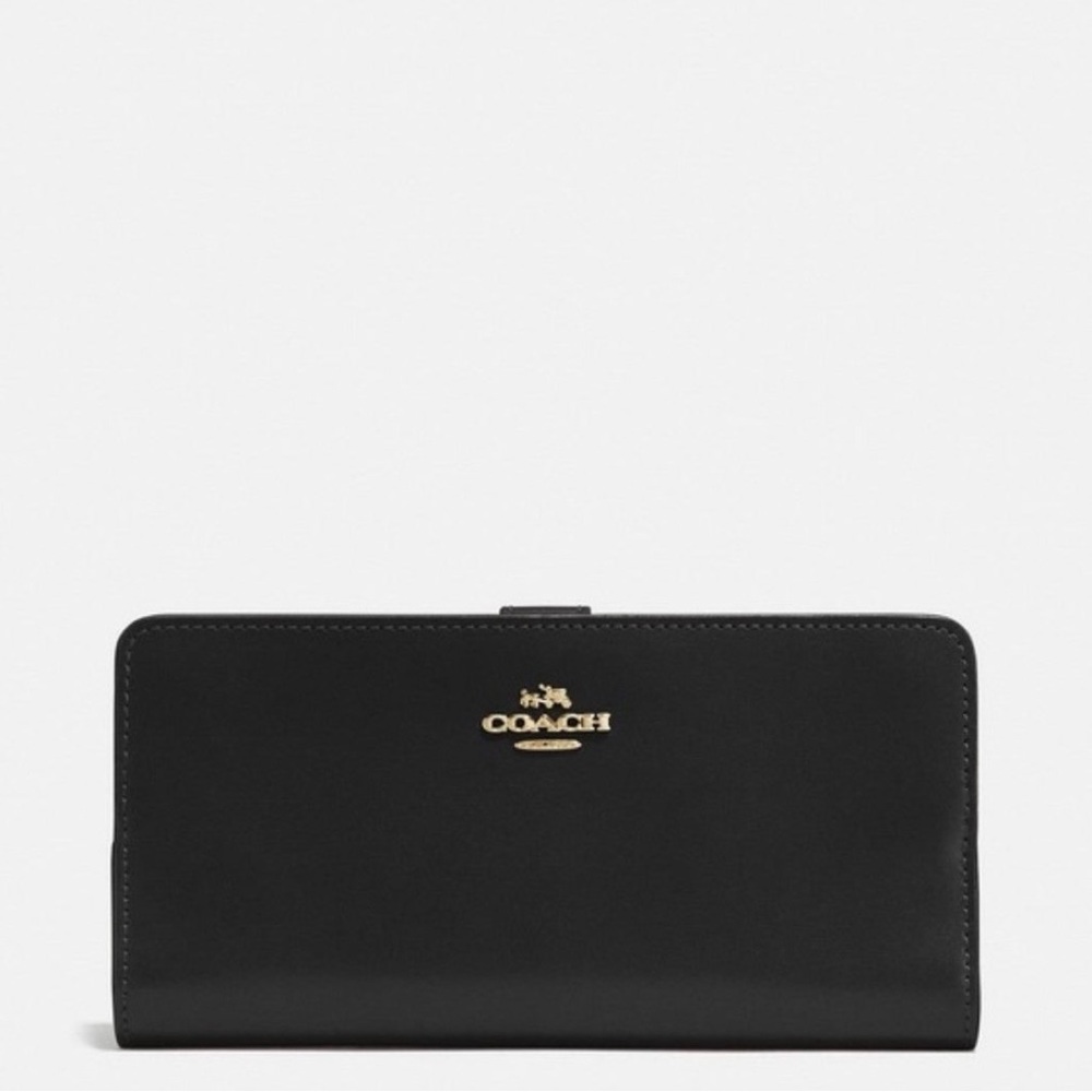 [SOLD]Coach Skinny Black/Light Gold Wallet